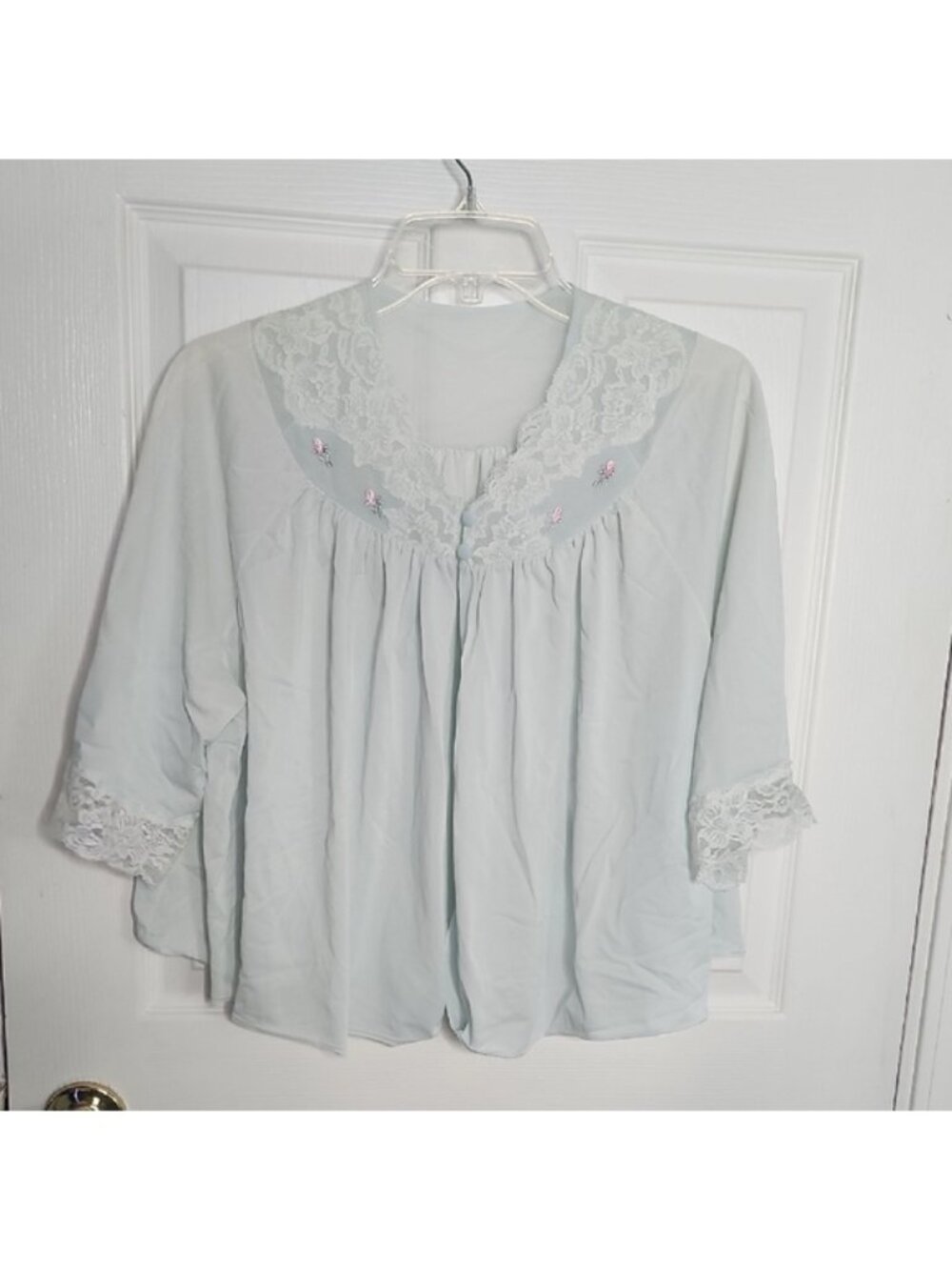 Vintage Lace & Chiffon Babydoll Peplum Sleep Jacket